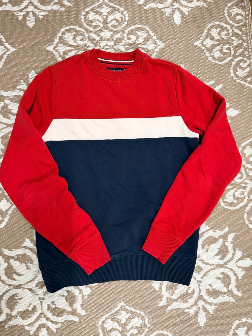 Tommy Hilfiger Red, White & Navy Colorblock Crewneck Sweater